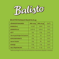 BALISTO® Pachet multiplu Muesli, Cereale și Struguri Uscați, 8x18.5g