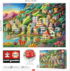 Educa - Puzzle 500 pièces pour adultes | Village coloré au bord du lac, puzzle 500 pièces pour adultes et enfants à partir de 11 ans, puzzle paysage, illustration (19552) Puzzle Naty Shop
