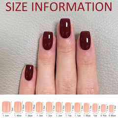 96 pièces d'ongles courts en acrylique rouge à couverture complète – ongles artificiels brillants naturels et confortables pour le Nouvel An pour femmes et filles (style rouge et brillant)