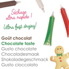 Scrapcooking - Lot de 4 Crayons de Couleur Chocolat de Noël - Marron, Blanc, Vert et Rouge - Colorants Comestibles - Colorant Alimentaire pour Écrire - Écrire et Dessiner sur Desserts, Gâteaux et Biscuits - 7060