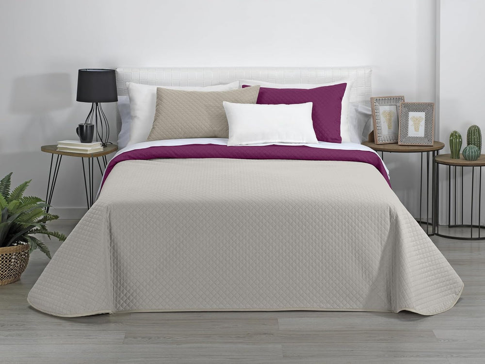 Estoralis | AVA | Courtepointe boutique réversible | Pour toutes les saisons | Couleur - Beige/Fuchsia | Pour lit 120/135 cm. lit. (230 X 270 Cm. Ancho X Alto) | Quilt matelassé Quilts et quilts Naty Shop Titre par défaut