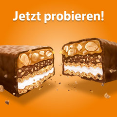 Knoppers Peanut Bar – 1 x 200 g (5 batoane) – Baton de ciocolată cu lapte și cremă de arahide, arahide sărate tocate, caramel și ciocolată cu lapte