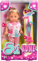 Simba Evi Love Home Puppe – Cheville-puppe avec 2in1 Staubsauger, Haushalts Rollenspiel mit Zubehör, kleine Modepuppe zum Spielen, 12 cm, à partir de 3 ans