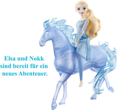 Mattel DISNEY La Reine des Neiges Elsa et Nokk - Poupée articulée Elsa, figurine d'eau majestueuse Nokk, inspirée du deuxième film, pour les enfants de 3 ans et plus, HLW58