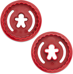 Städter Linzer Moule à biscuits bonhomme en pain d'épices, ondulé, double face, plastique ABS, rouge, diamètre: 5,5 cm, hauteur: 3 cm, 954145