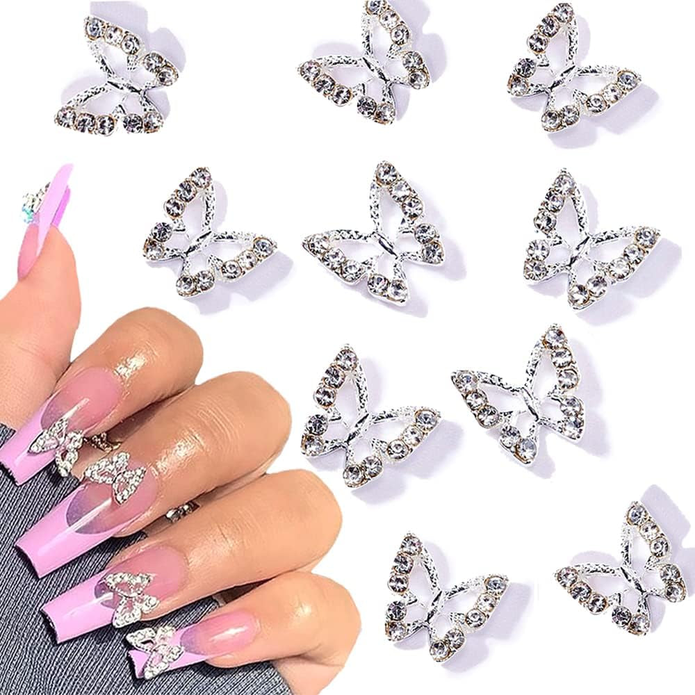 10 pièces en alliage papillon ongles breloques métal Nail Art pendentif pierres pour diamants ongles gemmes ongles bijoux Art décorations Nail Art fabrication de bijoux