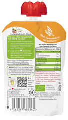 FRECHE FREUNDE Sachet de fruits à presser biologique pomme cannelle poire riz épeautre purée de fruits avec céréales pour bébés de 6 mois et plus végétaliens 6 paquets (6 x 100 g)