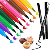 Stylos de coloration alimentaire, stylos de cuisson alimentaire, marqueurs comestibles à pointe fine et épaisse pour gâteaux, macarons, œufs de pâques (10 couleurs), 12 pièces