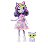 Enchantimals HHB90 - Păpușa Hadley Husky (aprox. 15 cm) și Figurină Animal Câine de Sanie, păpușă mică cu fustă detașabilă și accesorii, cadou excelent pentru copiii cu vârsta de 4 ani și peste