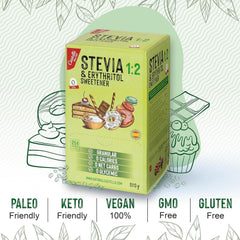 Stevia + Erythritol 1:2 Tissu sucré | 204 Sac Mythe 2,5 G | Ingrédients 100% naturels - 0 calories - 0 indice glycémique - Keto et Paleo - 0 Kohlenhydrate - Kein GVO - Castello depuis 1907-510 G Édulcorants Naty Shop
