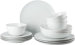 Rosenthal Junto White service de table, porcelaine, blanc, assiettes plates, assiettes plates Ø 22 cm, assiettes plates Ø 21,5 cm et bols à céréales Ø 14 cm, 0,62 l, lavable au lave-vaisselle et au micro-ondes, set pour 4