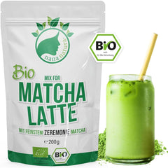 Mélange Bio Matcha Latte de Nananatura avec 22 % de poudre de thé vert de qualité cérémonielle du Japon | Pour un plaisir de thé simple et délicieux | Convient également pour les glaces et les pâtisseries