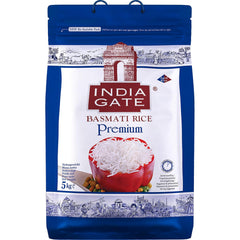 INDIA GATE Premium Basmati Rice – Riz fin à grains longs, aromatique, d'Inde, à grains longs fins (1 x 5 kg)