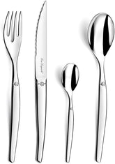 Lou Laguiole Jet - Ménagère 24 pièces, Acier Poli Cuisine Naty Shop