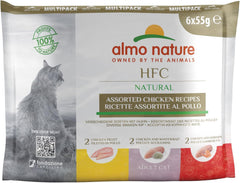 almo nature HFC Natural - Nourriture humide pour chats - au poulet - Qualité humaine, Sans gluten, Monoprotéine - 55g, paquet de 6