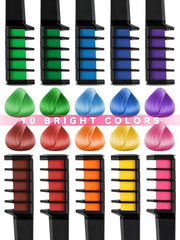 Kalolary 10PCS Peigne à Craie pour Cheveux, Teinture Capillaire Temporaire Lavable Peigne à Craie pour Cheveux Couleur Non Toxique pour Filles DIY Cosplay Carnaval Noël Saint Valentin Fêtes d'anniversaire Teinture pour Cheveux Naty Shop