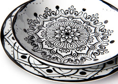 Excelsa Boheme Noir Service d'assiettes, 18 pièces, Porcelaine, Schwarz