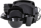 Service de table en céramique émaillée réactive pour 4 personnes, 16 pièces, service de table Naty Shop noir pour 4 personnes (16 pièces)