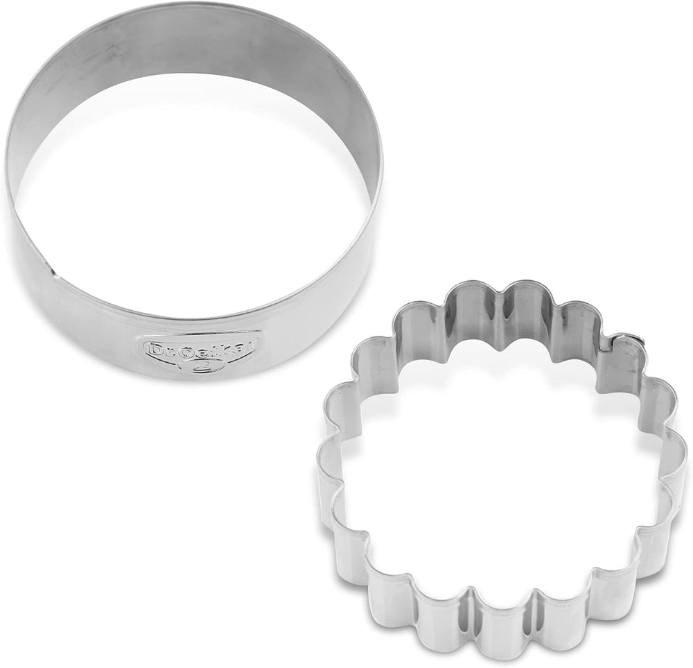 Dr. Oetker Lot de 2 emporte-pièces ronds et ondulés - Emporte-pièces motif Noël blanc - Emporte-pièces en acier inoxydable pour Noël