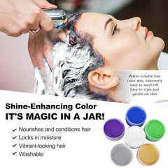 Teinture capillaire temporaire verte, ton de cheveux coiffant pour hommes femmes, pommade capillaire naturelle, cire de teinture capillaire pour fête, cosplay et Halloween, Noël, teinture capillaire temporaire en crème (100 g, vert) Naty Shop