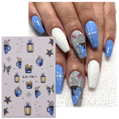 JMEOWIO Nagelsticker Glitzer Weihnachten 10 Blatt Nail Art Sticker Selbstklebend Nagelaufkleber Schneeflocken Winter Dekoration Nageldesign Zubehör
