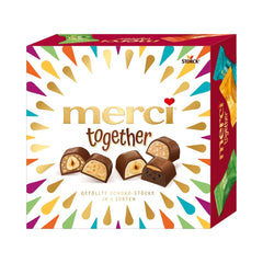 Merci Together - 1 x 175g - Chocolats fourrés en cinq variétés au chocolat au lait fin - Pralines au chocolat à partager et à offrir