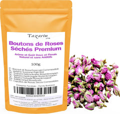 100 g muguri de trandafir comestibili premium - infuzie din petale de trandafir Atlas uscate - gust și aromă dulce și florală - 100% natural, pur și fără aditivi | Tazarinltd