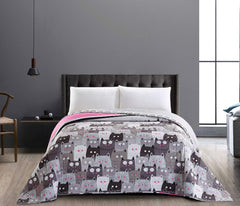Decoking 32350 Cuvertură de pat 220X240 Cm Cuvertură de pat din microfibră cu două fețe ușor de întreținut Bej Maro deschis Maro cacao Gri Oțel Antracit Grafit Negru Alb Roz Pisici Invazia pisicilor Paturi si Cuverturi Besuche den DecoKing-Store