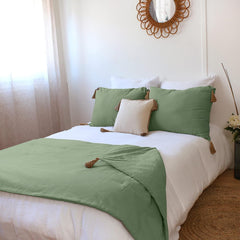 Couette 4 pompons, jute, 90 X 190 Cm, argile, 2007AGCHLJT090190, 90 X 190 Cm Quilts et quilts Naty Shop