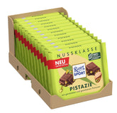 Ritter Sport Pistache, chocolat au lait avec de fins morceaux de pistache, un classique du chocolat, parfait pour grignoter et déguster, une belle idée cadeau, 12 barres x 100g