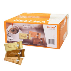 HELLMA Mélange de Biscuits Fins - 200 Biscuits, Emballés Individuellement - 3 Assortiments - Boîte de Rangement - Pour Hôtels, Cafés et Restaurants