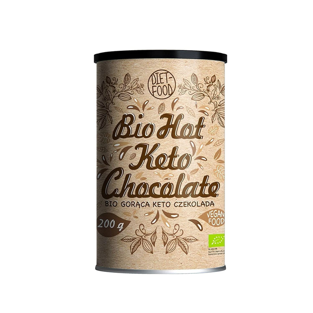 Chocolat chaud pour le régime Keto - riche en graisses - modéré en protéines et faible en glucides - sucré à l'érythritol, 200 grammes de cacao et chocolat chaud Naty Shop Bio Keto Hot Chocolate