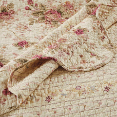 Greenland Home Antique Rose - motif floral classique et traditionnel - 100% coton, matelassé, couverture, 127 X 152,4 cm, écru Lits et couvertures Greenland Home Fashions