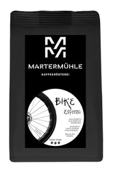 Grains d'espresso Martermühle Bike 500g Strong | Arabica/Robusta | Saveurs : Noix de macadamia, chocolat au lait | Grains d'espresso entiers légèrement torréfiés, faible acidité