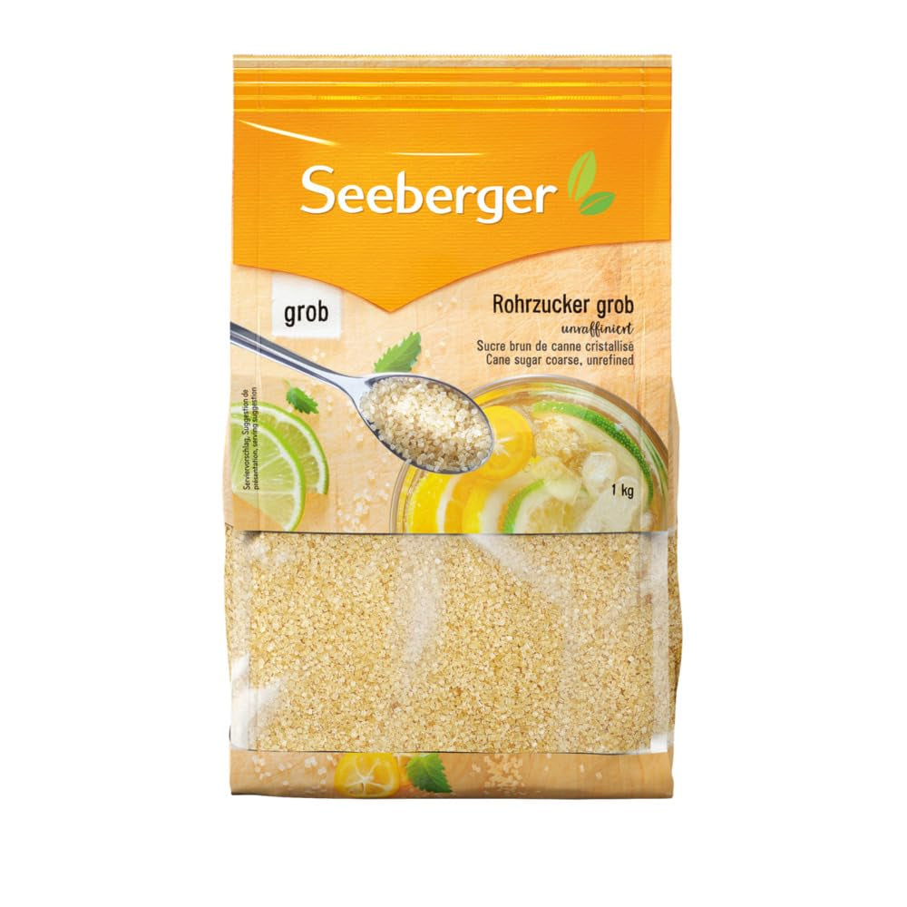 Seeberger Rohrzucker Grob 5Er Pack : Vollrohrzucker Besonders Aromatisch - Idéal pour les cocktails et le dos - Grob - Non raffiné, végétalien (5 X 1 Kg) Édulcorants Naty Shop 1 Kg (5Er-Pack)