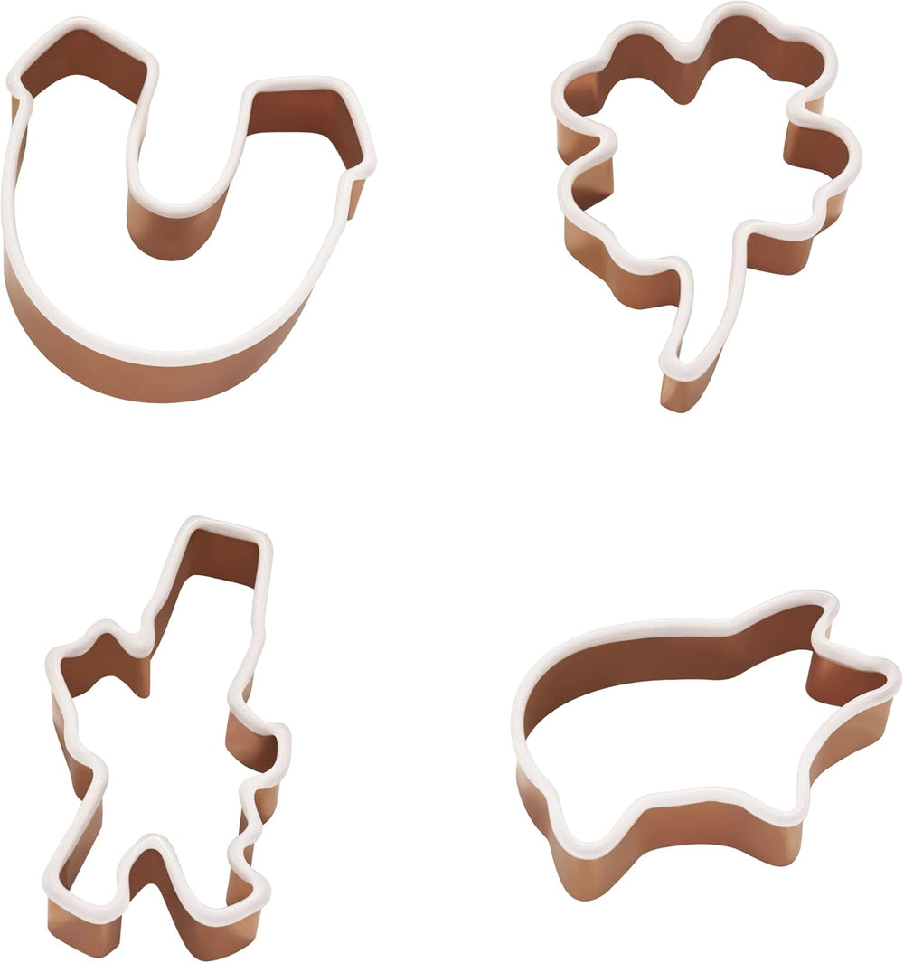 Lurch 10546 Lot de 4 emporte-pièces en forme de panier porte-bonheur en forme de fer à cheval, de cochon, de trèfle, en acier inoxydable avec revêtement en silicone