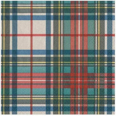 Serviettes en papier pour cocktail Dress Stewart Tartan, 20 par paquet