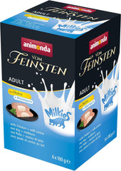 Animonda Vom Feinsten Adult Cat Food, Nassfutter für ausgewachsene Katzen, mit Chicken + Milchkern, 6 x 100 g