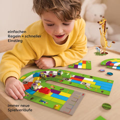 HABA Monza - Jeu de société rapide et jeu de course automobile pour enfants à partir de 5 ans - Avec 6 voitures en bois colorées et dés colorés - 2012226001