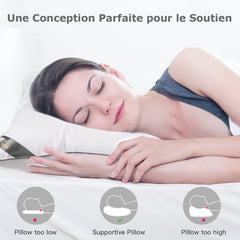 Oreiller Bedstory, 50 x 70 cm, 2 pièces, résistant aux morsures, respirant la transpiration, hypoallergénique, garnissage : 100 % fibre de polyester, ultra confort et douceur et excellent maintien Naty Shop Oreillers standards