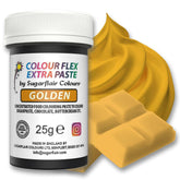 Pâte colorante alimentaire Sugarflair Colourflex Extra Paste Golden - Colorant alimentaire comestible pour crème au beurre, chocolat, pâte à sucre, glaçage, fondant, mélanges à gâteaux, pâte et plus - 25g