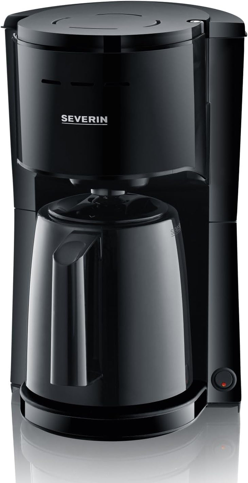 Aparat de cafea cu filtru SEVERIN cu carafă termică, aparat de cafea pentru până la 8 cești, aparat de filtru atractiv cu carafă izolată, negru, 1 litru, KA 9306