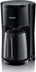 Aparat de cafea cu filtru SEVERIN cu carafă termică, aparat de cafea pentru până la 8 cești, aparat de filtru atractiv cu carafă izolată, negru, 1 litru, KA 9306