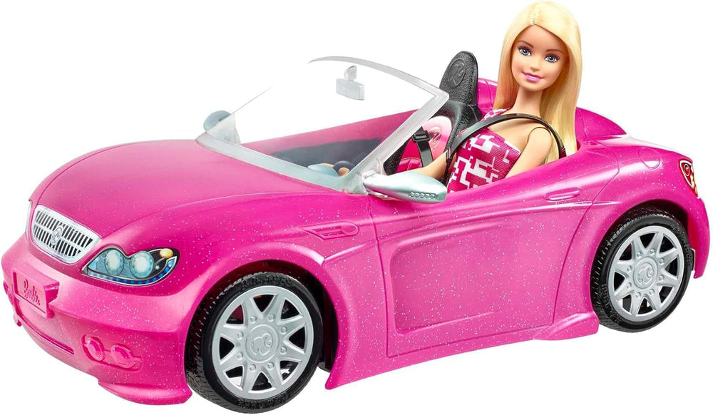 Poupée Barbie et logo de pneu réaliste convertible à paillettes roses, jouet de 3 ans DJR55 Naty Shop Barbie Dolls