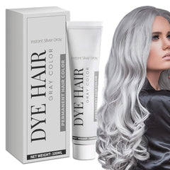 Teinture pour cheveux gris argent Teinture pour cheveux gris argent Teinture pour cheveux naturelle argentée Unisexe Gris clair Couleur argent Crème Teinture pour tous les types de cheveux (100 ml) Naty Shop Hair Dye Titre par défaut