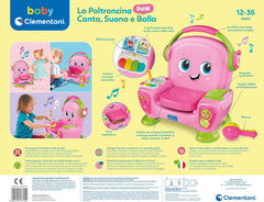 Clementoni 17755 Fauteuil chantant avec son et danse roses - fauteuil interactif et multifonctionnel pour enfants en italien, jouet 1 an - Made in Italy, multicolore Jouets Bebe Naty Shop