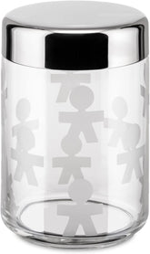 Alessi AKK37 GIROTONDO Pot de cuisine en verre avec couvercle scellé en acier inoxydable, L 21,6 cm, H 10,5 cm Boîtes de conservation alimentaire Naty Shop L 21,6 cm, H 10,5 cm