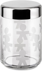 Alessi AKK37 GIROTONDO Pot de cuisine en verre avec couvercle scellé en acier inoxydable, L 21,6 cm, H 10,5 cm Boîtes de conservation alimentaire Naty Shop L 21,6 cm, H 10,5 cm
