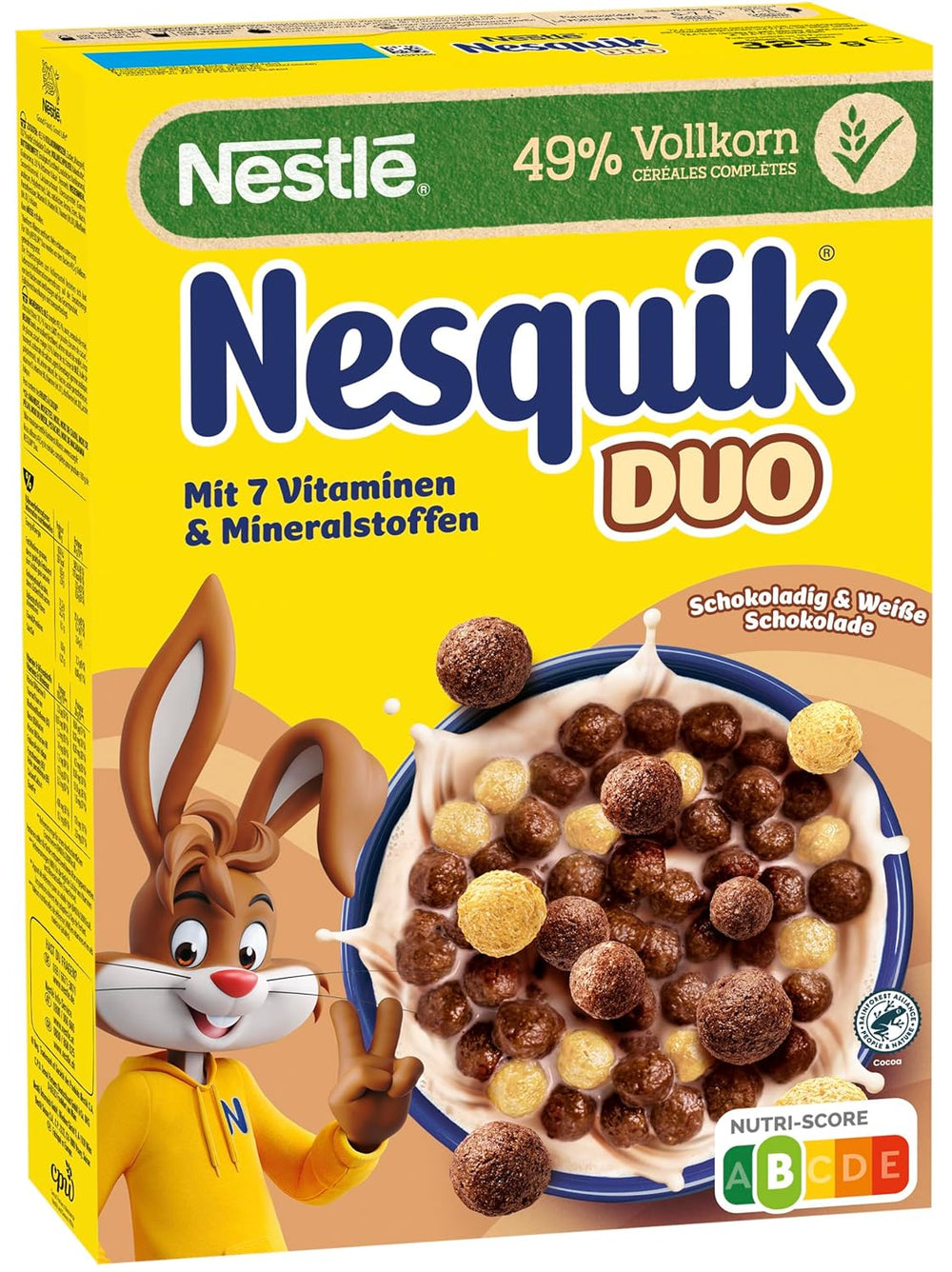 NESTLÉ Duo Céréales, Céréales Chocolat Brun et Blanc et Céréales Entières (1 x 325g)