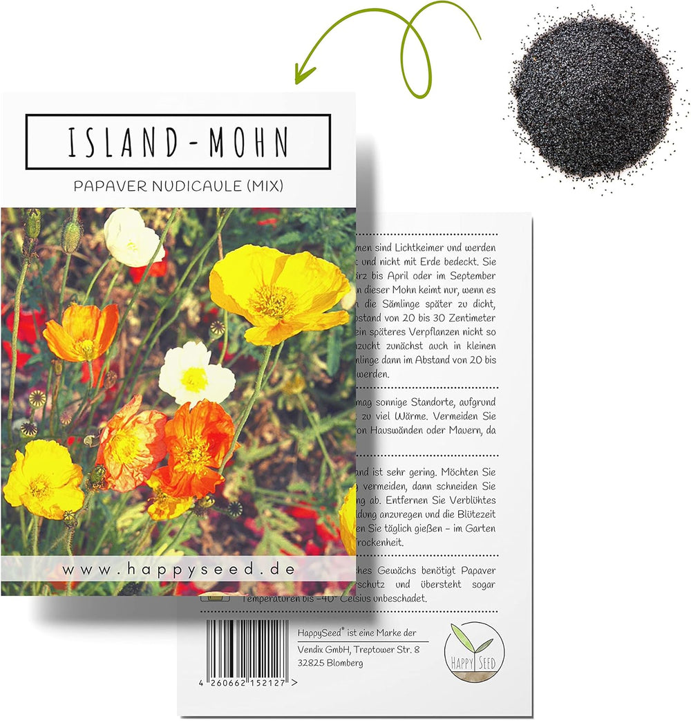 Mélange de graines de pavot d'Islande (Papaver nudicaule) - De magnifiques coquelicots à fleurs avec une longue période de floraison pour une prairie fleurie colorée (pavot d'Islande)